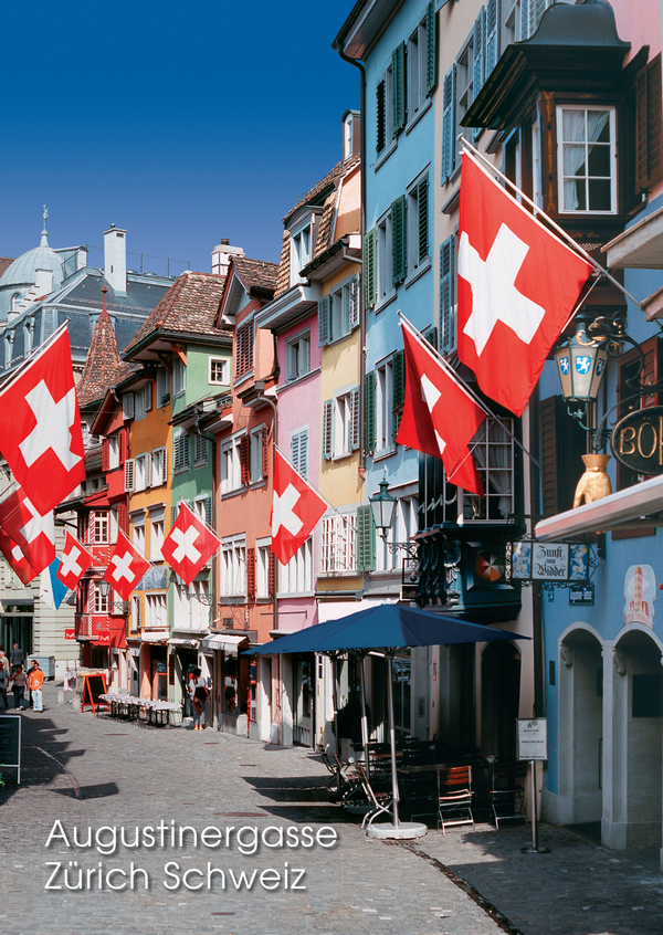 Postkarte · Zuerich · Augustinergasse · Fahnen Gasse
