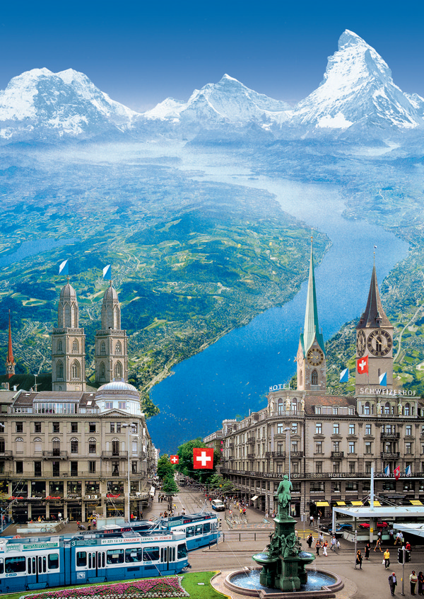 Postkarte · Zuerich · Paradeplatz · Grossmuenster Fraumuenster Stpeter