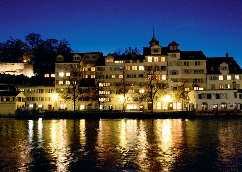 Postkarte · Zuerich · Limmatquai · Beleuchtete Haeuser