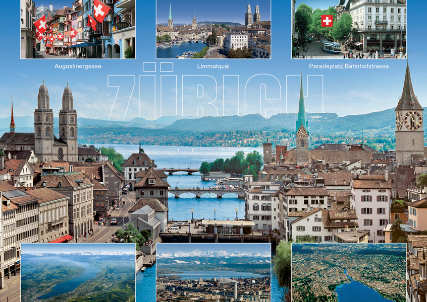 Postkarte · Zuerich · Stadtansicht · Grossmuenster Fraumuenster Stpeter