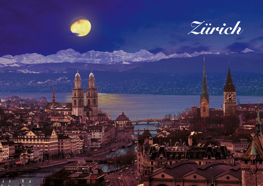 Postkarte · Zuerich · Stadtansicht · Grossmuenster Fraumuenster Stpeter